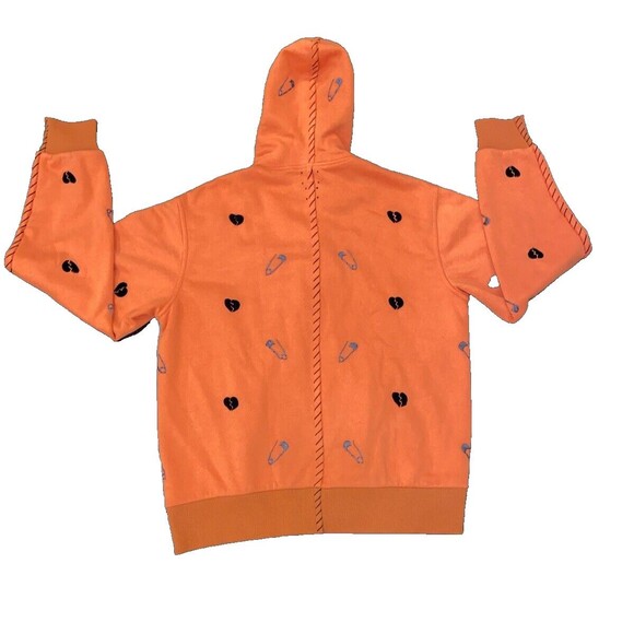 ONE 432 GOTHIC BLACKHEARTS & SAFETY PINS sweatshirt Orange Black Gray size XL - Picture 2 of 12